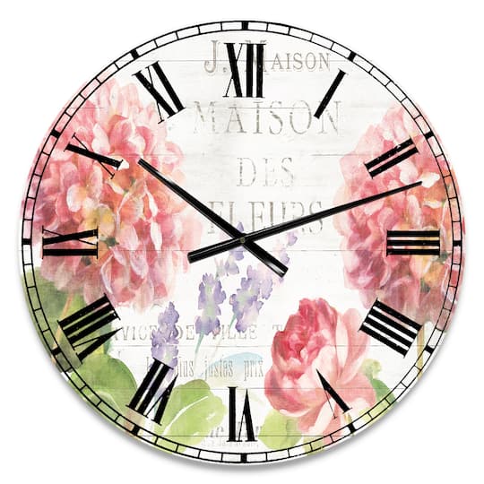 Designart 'Maison Des Fleurs Ii Farmhouse Wall Clock